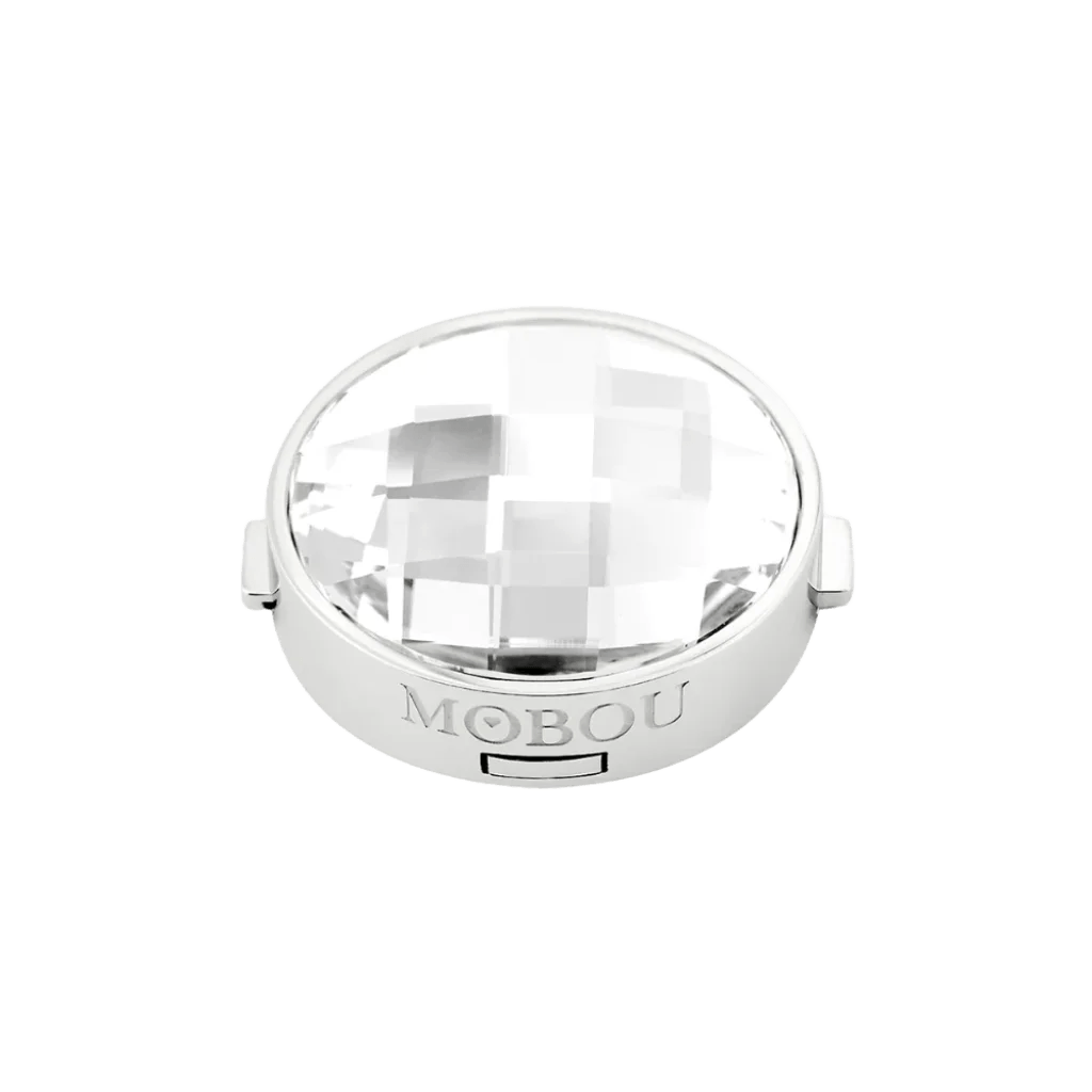 MOBOU Knopfschmuck "NICOLE" Silber, Swarovski Stein Weiss - Mooniq - Knopfschmuck